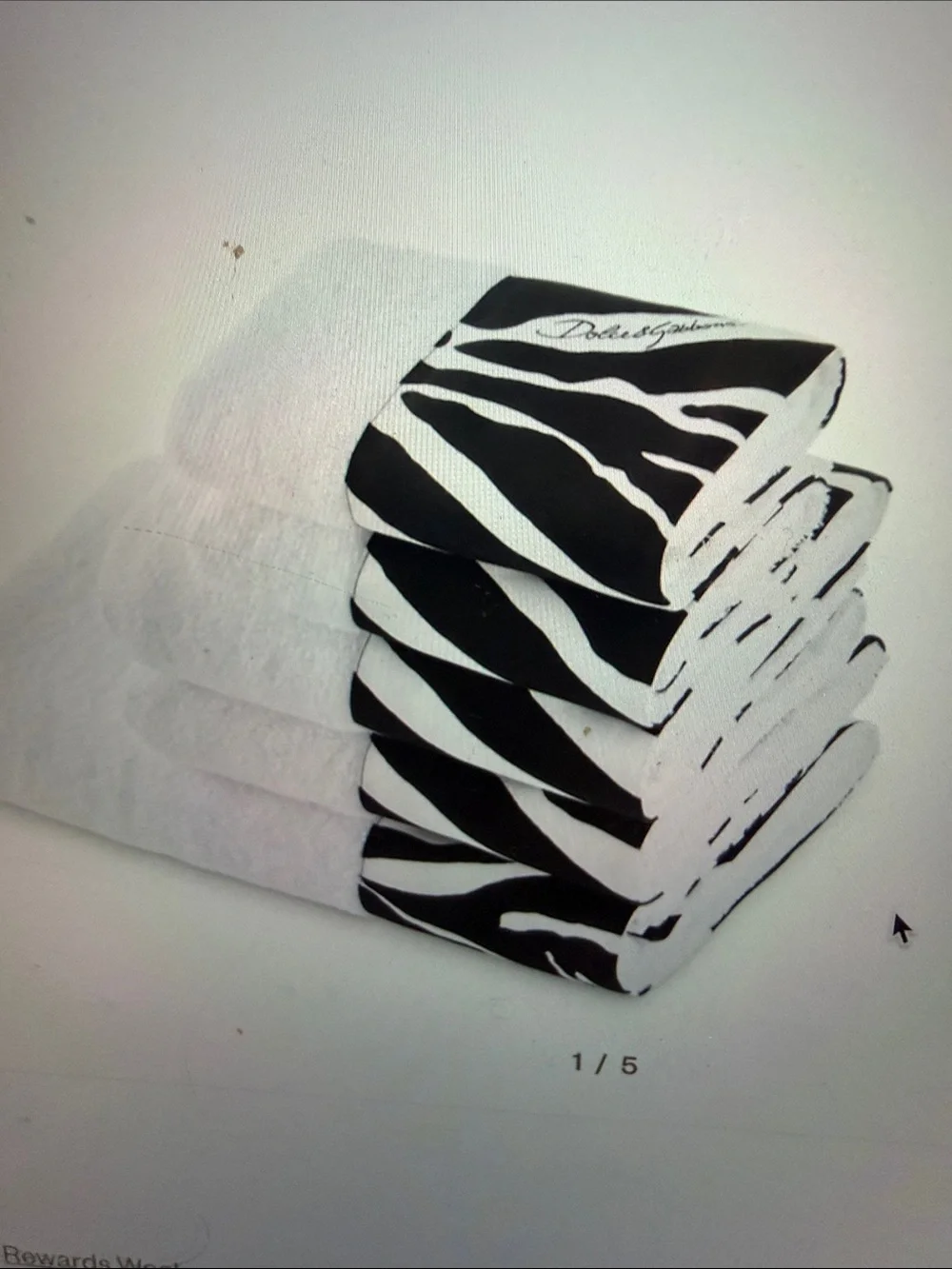 NWT Dolce & Gabbana Black and White Zebra Print 5 Towel Set